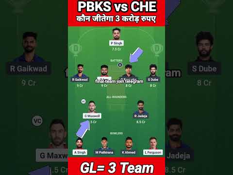 PBKS vs CHE Dream11 Prediction, Punjab vs Chennai 22th IPL Prediction,PBKS vs CSK Dream11 Team #ipl
