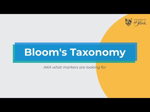 Bloom's Taxonomy (AKA what markers are looking for)