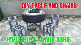 How to make Table and Chairs using PVC Pipe, Tire