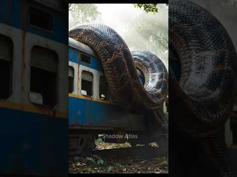Giant Snake Rides an Abandoned Train #shortvideo #animals #snake
