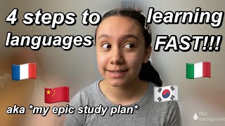 MY 4 STEP PLAN TO LEARN ANY LANGUAGE FAST 🇫🇷🇨🇳🇮🇹 My Daily Language Study Routine