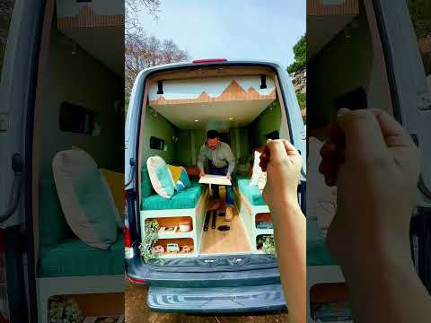 Family van, sprinter LWB luxurious shower + hidden lift up bed. #vantour#vanlife#familyvan #camper