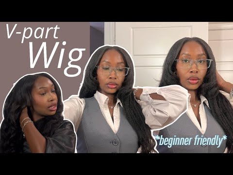Beginner friendly v - part wig install | The perfect glueless wig for beginners | ft Wiggins Hair