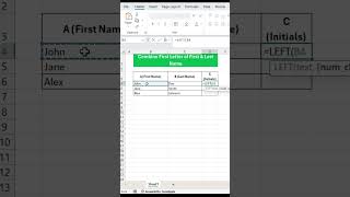 Combine First Letter of First & Last Name #excel #exceltips #excelfunctions