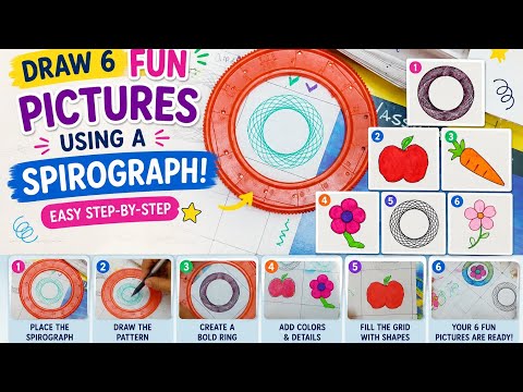 Draw 6 pictures easy and simple 🍎🥕/Spirograph /Easy step by step 