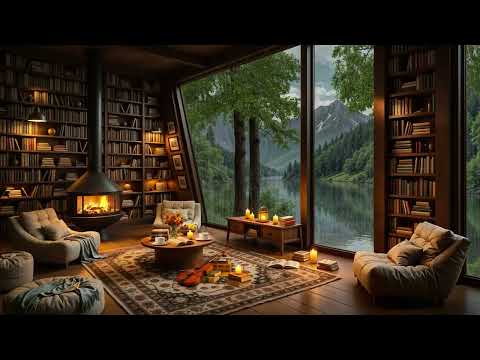 Cozy Forest Cabin Ambience - Relaxing Jazz with Fireplace & Rain Sounds for Study, Work, Sleep 🌧️
