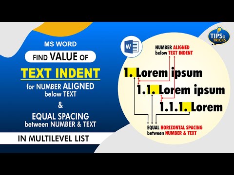 How to fix weird text indentation problems with multilevel list in word | Find Text Indent value.