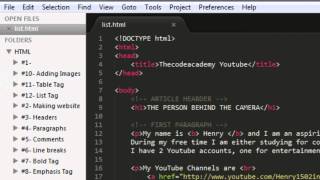 HTML and CSS for Beginners 2013- Ordered and Unordered Lists