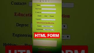 html form elements name | html form design | html form in hindi | html form tags #htmlforms #shorts