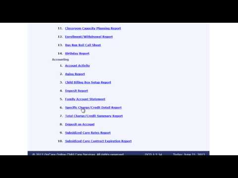 OnCare Training Family Accounting Reports