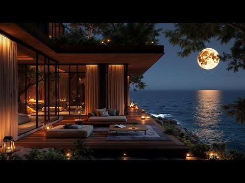 Deep Chill Mix Ocean Waves Night Full Moon Luxury Home Ambient Relax Study Sleep