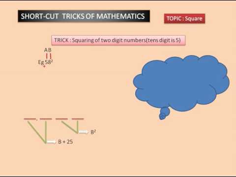 Fast Shortcut Trick of Math in Hindi Part 5:Squaring of Two Digit(Tens Digit Is 5)