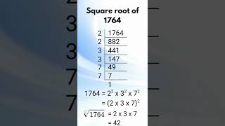 Square root of 1764 #maths #mathematics #mathsg #mathsolutions #howtosolve #education