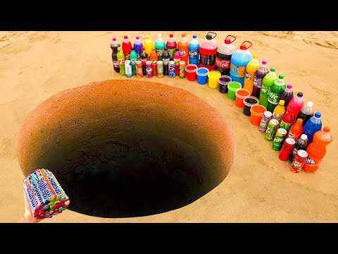 Experiment: Big Toothpaste Eruption from Giant Coca Cola, Fanta & Sodas vs Mentos Underground