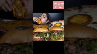 ASMR: eating cheesy volcano pizza #short#mukbang #asmreating #food #asmr