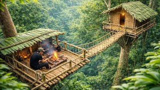 Building an Elevated Survival Shelter with Rope Ladder to Stay Safe from Ground Predators