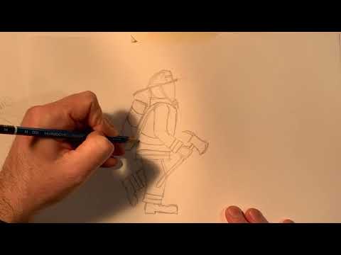 How to draw a fireman step by step drawing