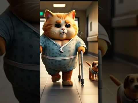 Cat admitted after dramatic fall off couch! #CatCartoon #FunnyCats #MeowTime