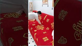 Luxury Red Printed Sofa Cover Throw Blanket | Anti-Slip Couch Protector for Living Room |