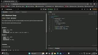 670. Maximum Swap || Leetcode Daily Problem || 17 Oct || #coding