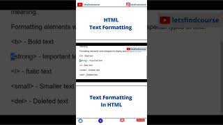HTML Text Formatting | Text Formatting In HTML #html