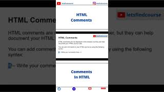 HTML Comment | Comment In HTML #html