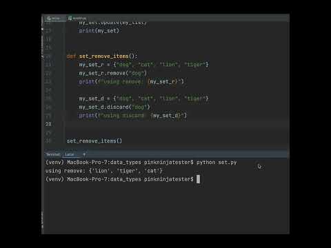 Basic Python SET #3 - remove and discard