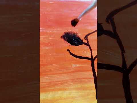 sunset🌅 painting on canvas #easy painting🎨 #art #acrylic 🎨