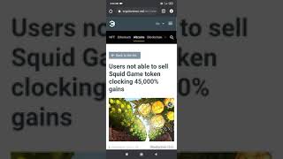Users not able to sell Squid Game token clocking 45,000% gains #shorts #crypto #squidgametoken