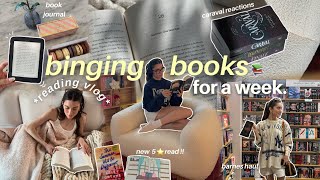 *reading vlog* binging books for a week📚| starting a reading journal, caraval reactions, barnes haul