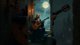 🎻 Gothic Cat's Moonlit Serenade in a Haunted Castle 🌕🐾 #cowboycat