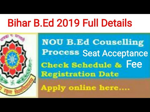 Bihar BEd Counselling 2019 Seat Acceptance Fee