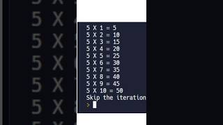 Example of continue print 5 table through python code #india #code #viral #viralshorts #real #python