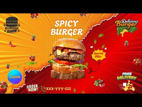 Easy Burger Poster design in Canva #design #canva #canvatutorial tutorial #poster #shorts #fyp