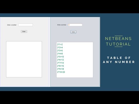 NetBeans tutorial :  table of any number