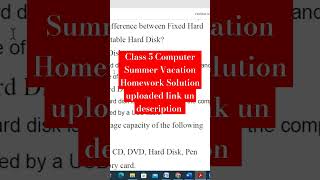 Class 5 Computer Summer Vacation Homework Solution uploaded Check the link in description