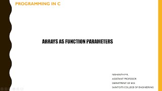 Arrays as function Arguments in C #EST 102 Programming in C