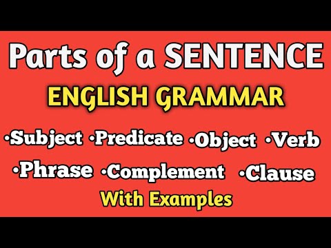 Parts of a sentence. Subject. Predicate. Object. Verb. Complement. Phrases | EDUCATION DETAILER