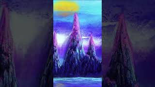 Vaporwave Mountains:coming soon #art #drawing #characterart #comicstyle #landscapeart #backgroundart