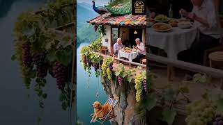 Retirement Goals! Dinner on the Edge of a Cliff! 🍇 #BeautifulPlaces #LifeGoals #journeybegins