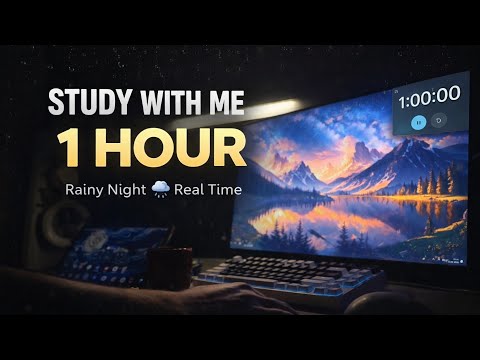 1-Hour Deep Study with Relaxing Rain Sounds 🌧️ | Real Time Focus & No Music 
