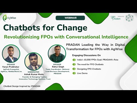 #webinar Chatbots for Change: PRADAN Leading the Way in Digital Transformation for FPOs with Agrayan