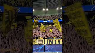 The Dortmund fans at PSG 📣📣📣 #ucl #uefachampionsleague #psg #bvb