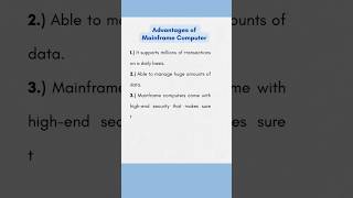 Advantages of Mainframe computers | Computer Fundamentals |