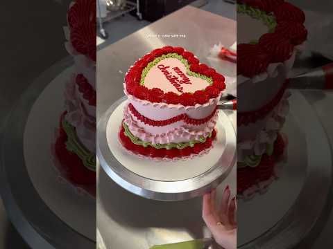 Heart cake decorating #cake #cakeseries #cakedecorating #heartcake #cakes #cakeoftheday #cakeshorts