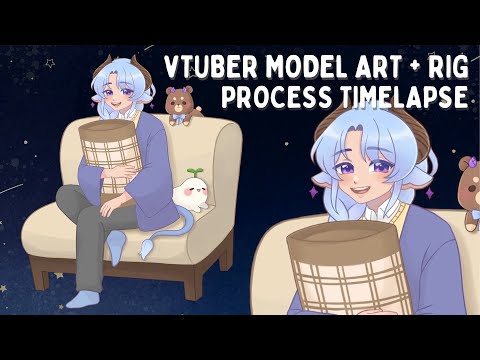 【CSP Model Art + Live2d Rigging】✦ 24 hr Process Timelapse of Making My Sitting 3/4 View VTuber ✦