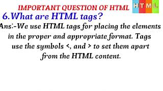 #13 Important Question Of HTML . Web Development.