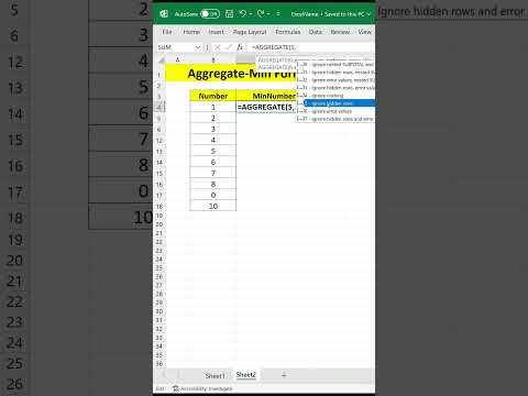 Aggregate Min -Formula In Excel #shorts #msexcel