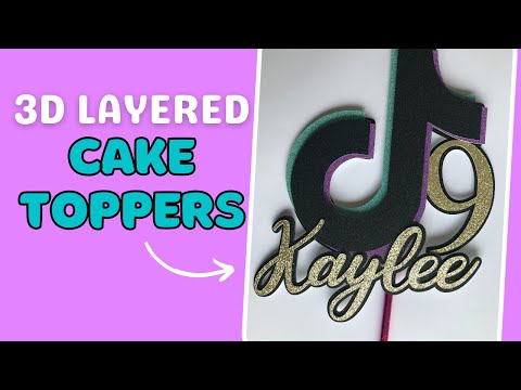 Making A 3D Layered Cake Topper From Glitter Cardstock | Silhouette Cameo Cake Topper Tutorial