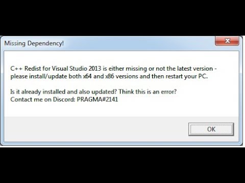 How to solve error "Missing Dependency" [All Windows] [vc2013redist_x86 Offline installer]"